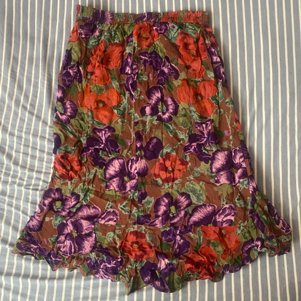Vintage Sarah Arizona Floral Petite Reversible Skirt Boho Medium Y2k